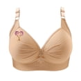 thumbnail image 4 of Plus Size Everyday Bras for Women Breathable Daily Underwear Small Print Bra Beige XS-4XL, 4 of 4