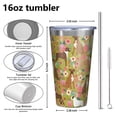 thumbnail image 4 of 16oz Tumblers Cute Boxer Dog and Flowers Florals Stainless Steel Vacuum Insulated Double Wall Travel Tumbler Cups Mug with Lid and Straw,Cleaning Brush for Coffee,Tea, 4 of 4