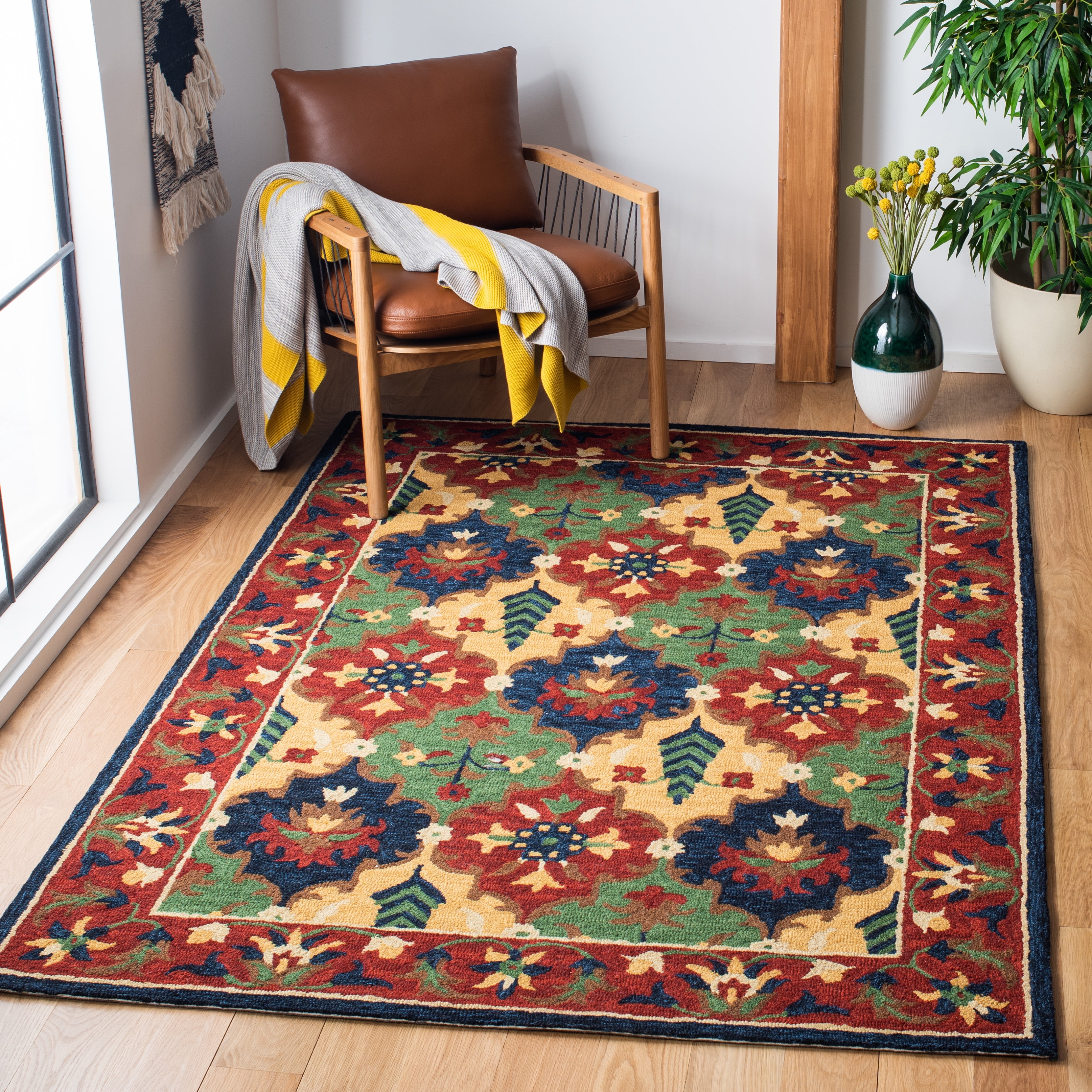 SAFAVIEH Heritage Alden Tribal Wool Area Rug, Red/Green, 3' x 5'