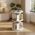 thumbnail image 3 of Spaco 2-Tier Rotating Bookshelf - 360° Swivel Rounded Baffles, Dividers Home Display Rack, White, 3 of 7