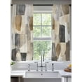 thumbnail image 2 of Black Brown Color Blocks Sheer Curtains 63 Inch Length 2 Panels Set, Abstract Geometric Art Voile Window Treatment Rod Pocket Curtains Sheers Drapes for Bedroom/Living Room/Kitchen 52x"63"x2, 2 of 7