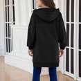 thumbnail image 5 of Girls Long Zip Up Hoodie Jacket, Teen Casual Loose Long Sleeve Hooded Sweatshirt Coat with Front Pockets, Kids Solid Lightweight Outerwear for Daily Outdoor School Wear(Black,11-12 Years), 5 of 5