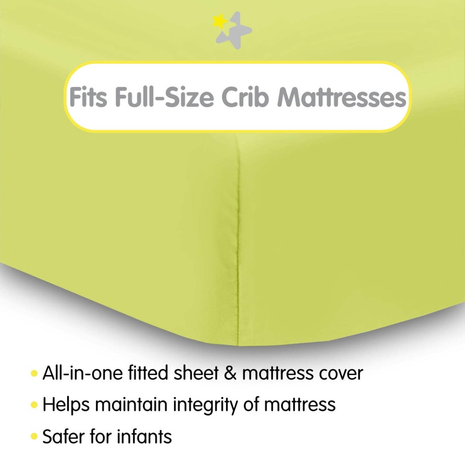 BreathableBaby All-in-One Fitted Sheet Waterproof Cover, For 52" x 28"/132 x 71 cm Crib Mattress, Lime (2-Pack)