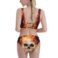 thumbnail image 3 of Daiia Satanic Skull printed 2 piece Swimsuit Bikinis for Women High Waisted Racerback Bathing Suits Summer Tummy Control Scoop Neck Swimwear-Large, 3 of 8