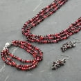thumbnail image 4 of Handmade Burgundy Red Beaded Costume Jewelry Set for Women Seed Bead Necklace Bracelet Earrings Size 8" & 20" Birthday Christmas Gifts for Women, 4 of 6