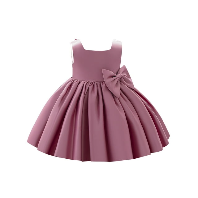 Xingqing Robe Bébé Fille Grand Nœud Princesse Tutu Fête Anniversaire Mariage