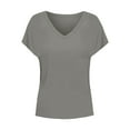 thumbnail image 4 of Gbsyewxs Womens Tops V Neck Short Sleeve Solid Color Casual Summer T Shirts For Women Grey, 4 of 4
