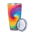 thumbnail image 2 of 20oz Car Cup Three-Piece Set Of Single Silver Edge No Smell Easy To Carry Heat Preservation For Daily Car Sports Travel Darkorchid Tie Dye Background Rainbow Colors (2), 2 of 8