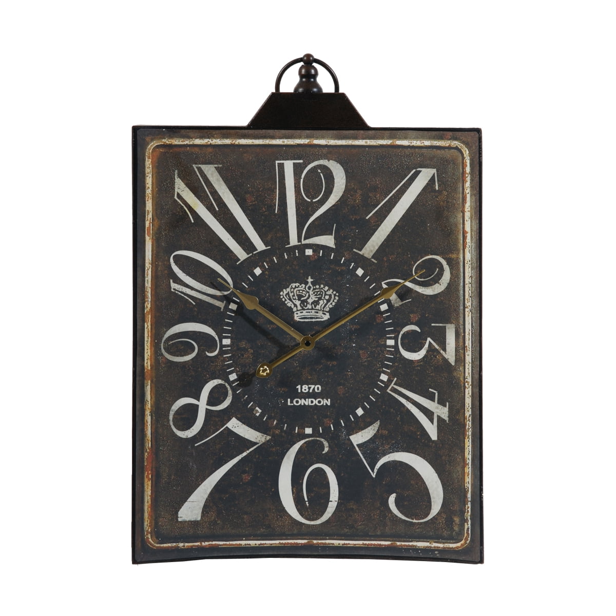 Large Vintage Black Rectangular Wall Clock White Numerals Home Decor Accent Clock