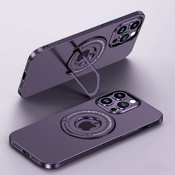 ELEHOLD Matte Case for iPhone 14 Pro,6.1" Strong Magnetic Compatible with MagSafe Hidden Bracket Kickstand Shockproof Anti-Scratch Slim Cover,Purple