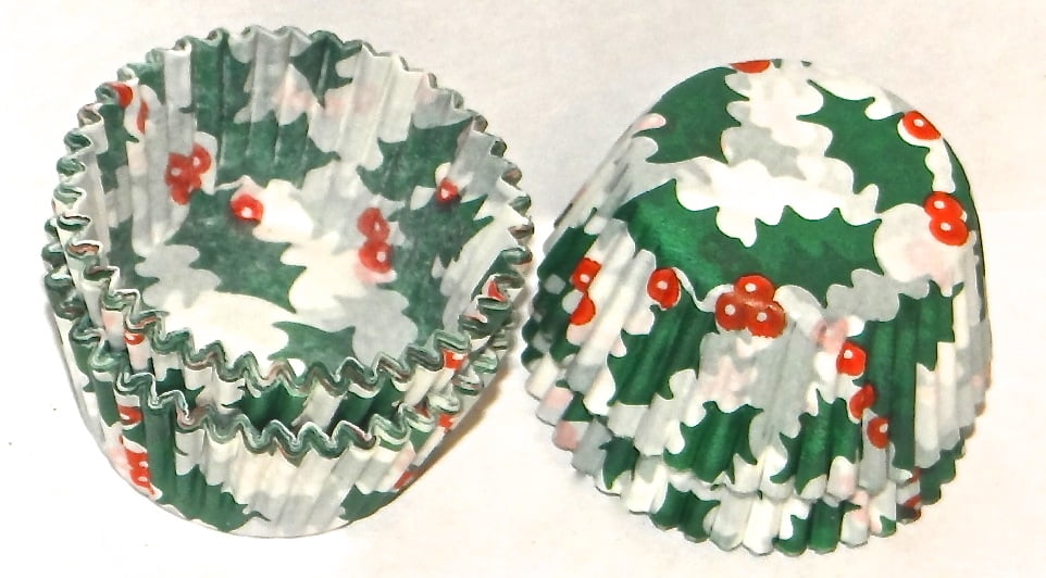 5 Holly Print Paper Candy Cup Cups 150 Pack Candy Making Supplies