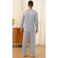 thumbnail image 3 of Iceglad Men's Pajama Set Soft Ribbed Knit Long Sleeve Top and Pants Mens Loungewear 2 Piece Sleep Set, 3 of 7