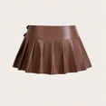 thumbnail image 4 of RUTAYY Women's Skirt Solid Color with Flounce Hem Punk Rock Gothic Metal Buckle Detail Party Comfortable Breathable Classic Versatile Mini Skirt, 4 of 5