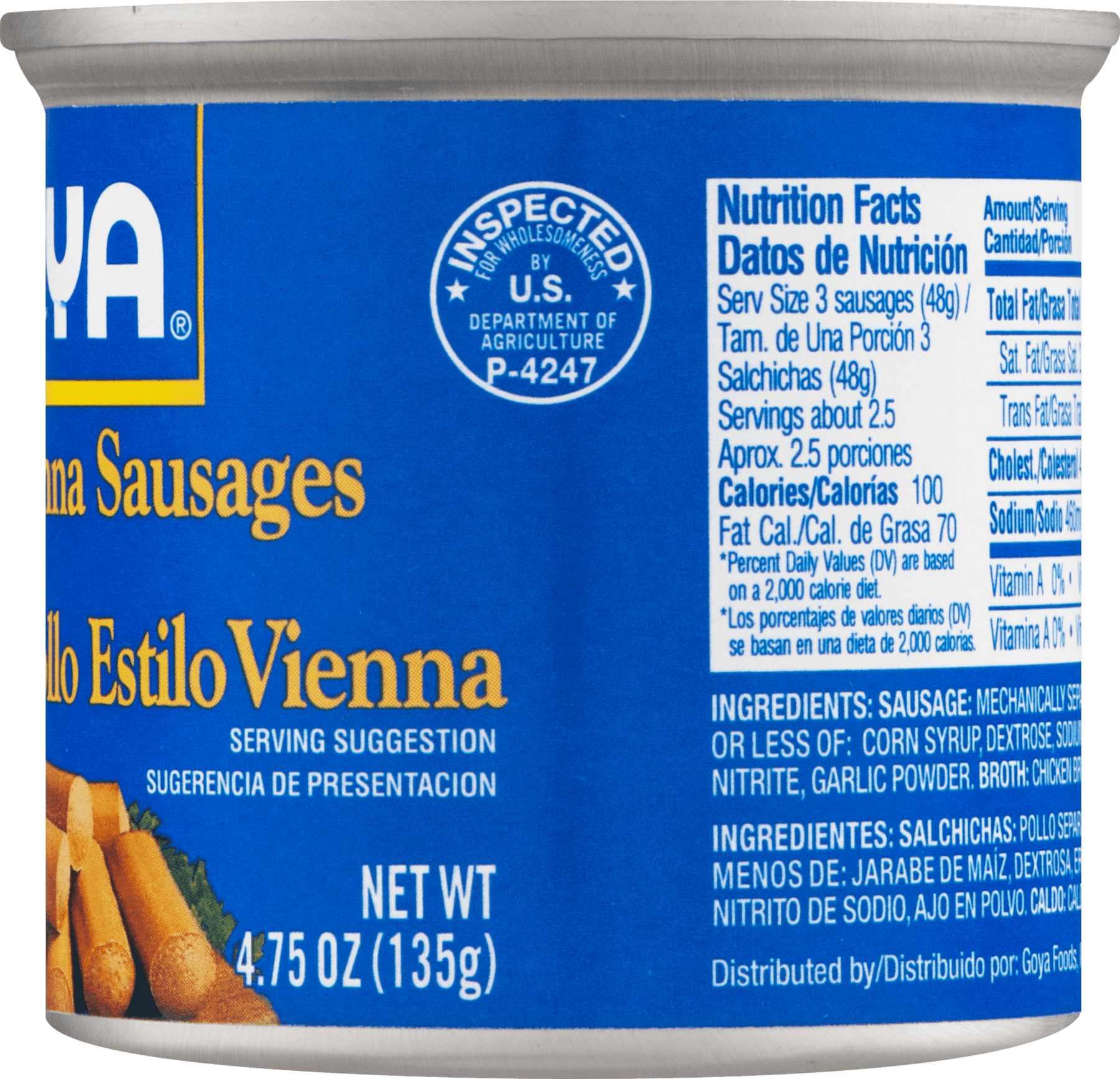 Goya Chicken Vienna Sausages, 4.75 oz Can