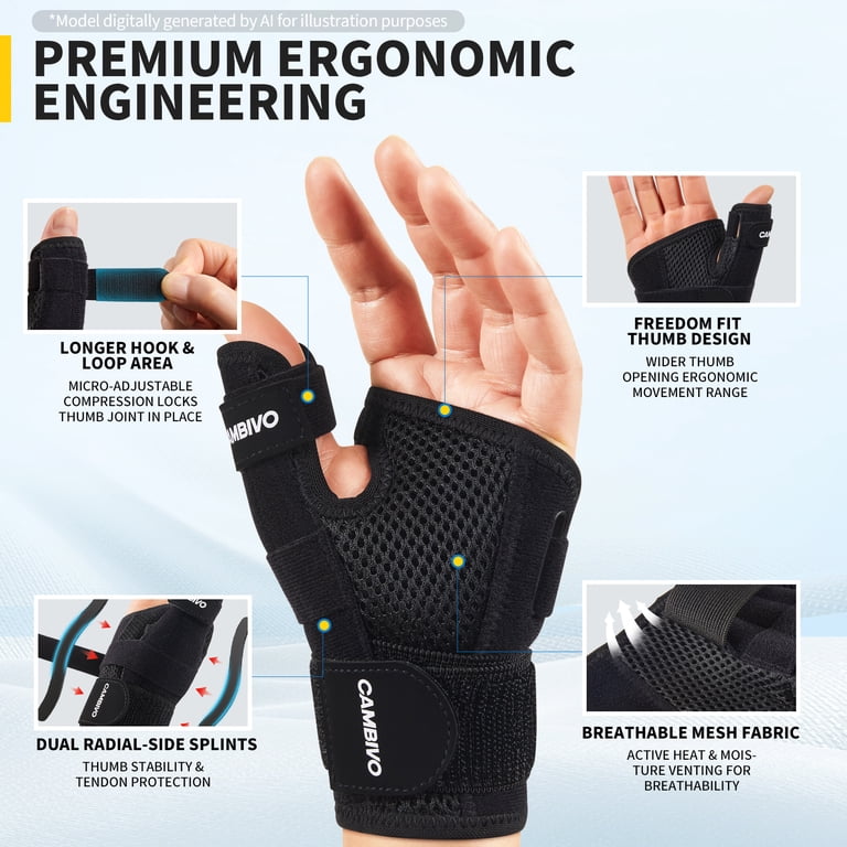 Cambivo Wrist & Thumb Stabilizer Brace, Adjustable Support photo 4