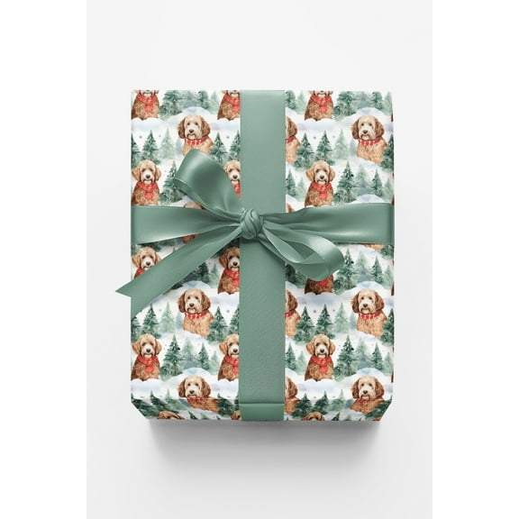London Penny Premium Wrapping Paper - Golden Doodle Flurries