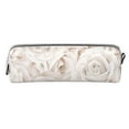 thumbnail image 2 of XMXT Leather Pencil Case, Rose Illustration White Large Capacity Pencil Pouch for Student Teens Women, 2 of 9