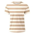 thumbnail image 3 of GBSYEWXS Men Tee Striped Print Gentleman T-Shirts Relaxed Crew Neck Khaki Shirts, 3 of 4