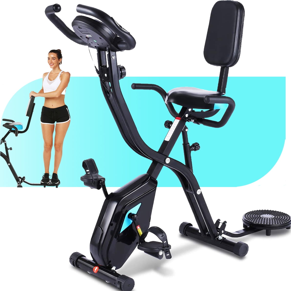 ANCHEER Indoor Exercise Slim Folding Bike 3 in1 Home Stationary Magnetic Cycle. 