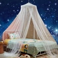 thumbnail image 5 of Bed Canopy Mesh Netting with Fluorescent Stars for Girls Kids Glow in Dark Hanging Bed Dome Canopy Crib Tent Easy Installation Mosquito Net for Single to King Size Beds (White), 5 of 7