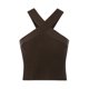 thumbnail image 4 of Camisola de punto para mujer VISgogo, camiseta sin mangas con cuello colgante cruzado de Color sólido de estilo informal para mujer, camiseta Base delgada VISgogo moda, 4 of 9