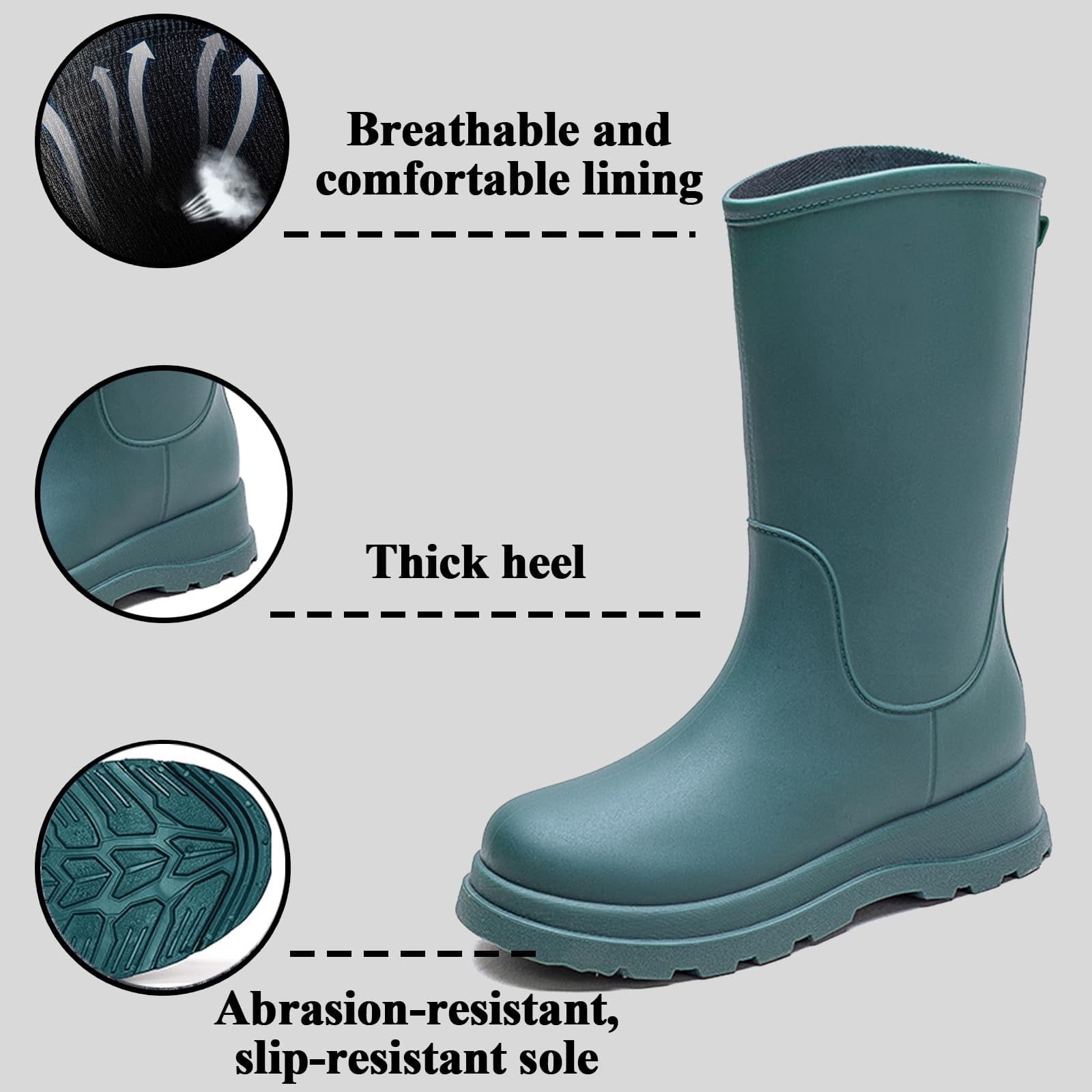 AUXDIQ Rain Shoes Women Mid-calf Boots Waterproof Rain Boots Outdoor Garden Shoes