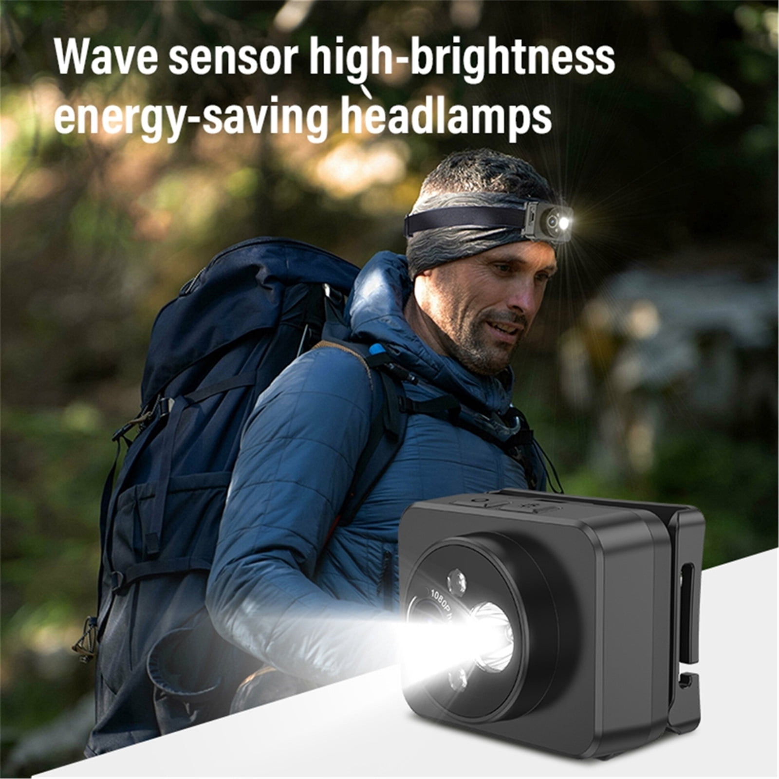Action Camera with LED Light 1080P Video Recorder Headlamp Camera for Outdoor Enthusiasts Athletes Adventure Camera