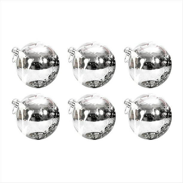 6 Bolas de Navidad de 8 cm, Luces Decorativas para Árbol de Navidad, Colgantes para Ventana, Techo, Compras, Color Plateado