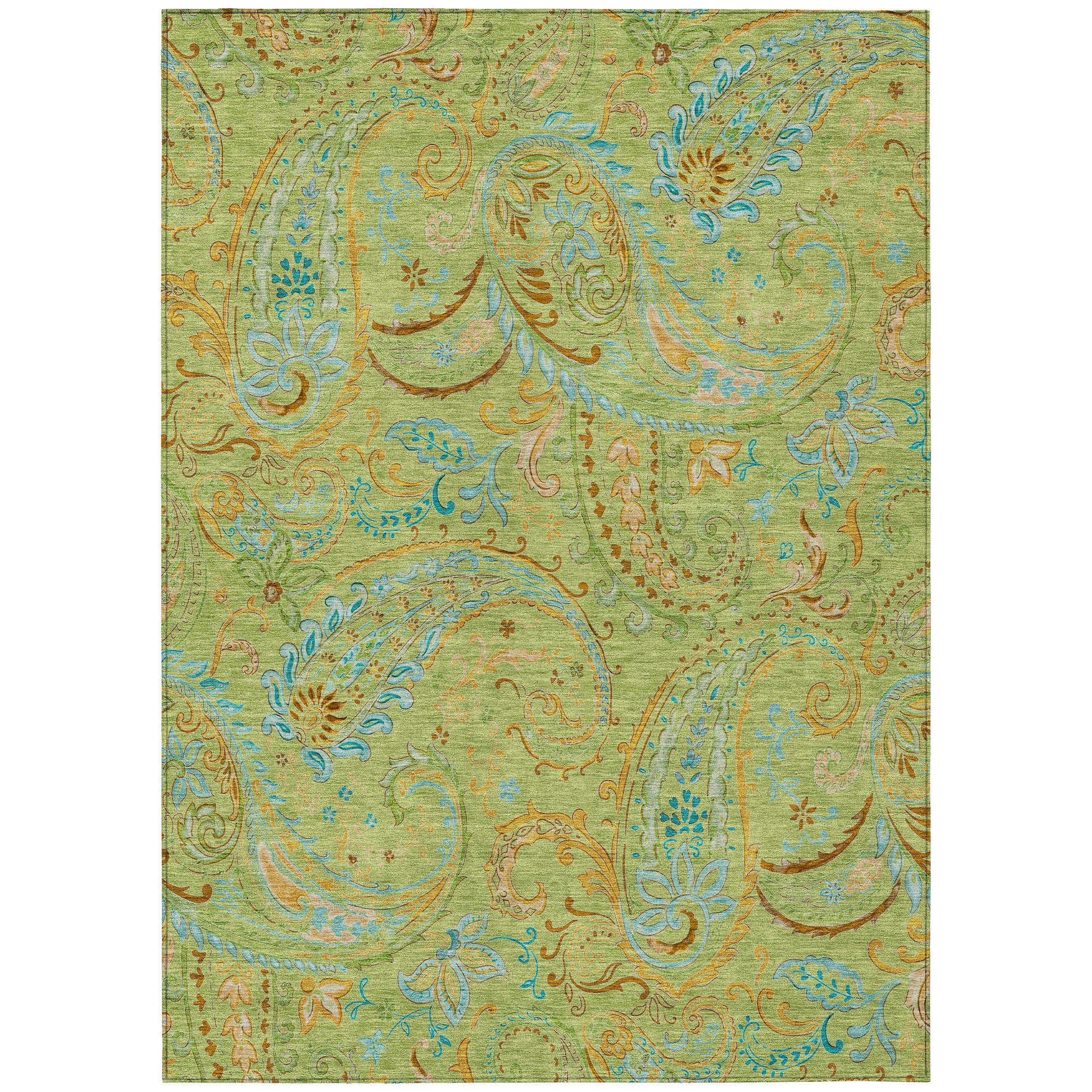 Addison Rugs Chantille Indoor/Outdoor Transitional Paisley Aloe Washable Rectangle Rug, 10' x 14'
