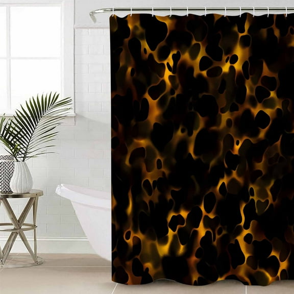Black Yellow Orange Shower Curtain Set, Waterproof Shower Curtains for Bathroom, Minimalist Abstract Art Washable Fabric Cloth Bath Curtain for Bathtub Decoration with Hooks 72x78 Inches