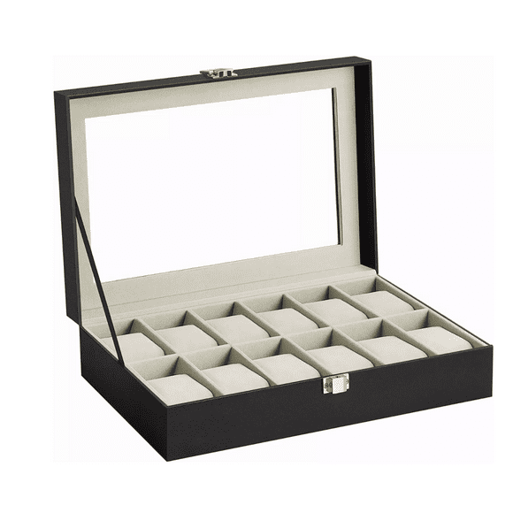 Estuche Alajero Organizador De Relojes Y Joyas Con 12 espacios, Color Negro
