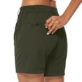 thumbnail image 5 of BXJX Womens Bermuda Shorts, Zipper Pocket Above the Knee Walking Elastic Waist Cargo Shorts Green Size L, 5 of 9