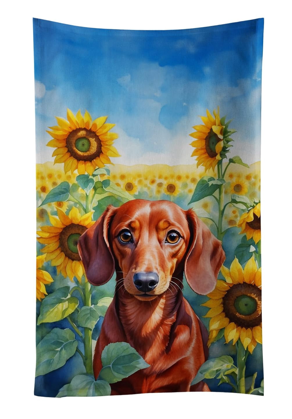 Coton de Tulear in Sunflowers Kitchen Towel 15 in x 25 in