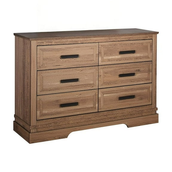 New Classic Furniture Coventry Hall Wood 6-Drawer Dresser in Pecan