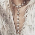 thumbnail image 2 of Rhinestone Star Bikini Harness Body Chain with Choker Sexy Belly Waist Chain Beach Nightclub Body Jewelry for Women and Girls (Silver), 2 of 4