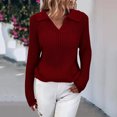 thumbnail image 3 of Vedolay Womens Long Sleeve Tops Womens Fashion Fall Sweaters Ruffle Neck Knit Pullover Cute Tops, M, 3 of 4