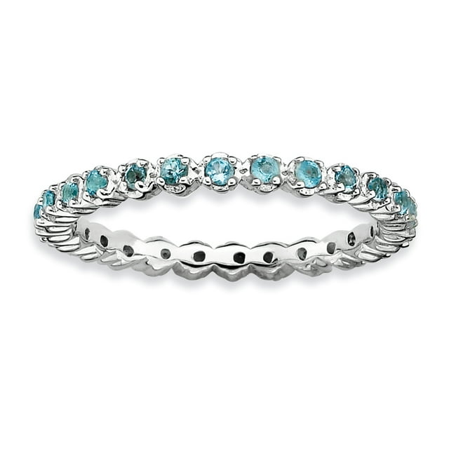 Bague en Argent Sterling Stackable Expressions Topaze Bleue Taille 9