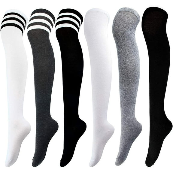 6 Pairs Over Knee Thigh Socks Knee-high Warm Stocking Women Boot Sock Leg Warmer
