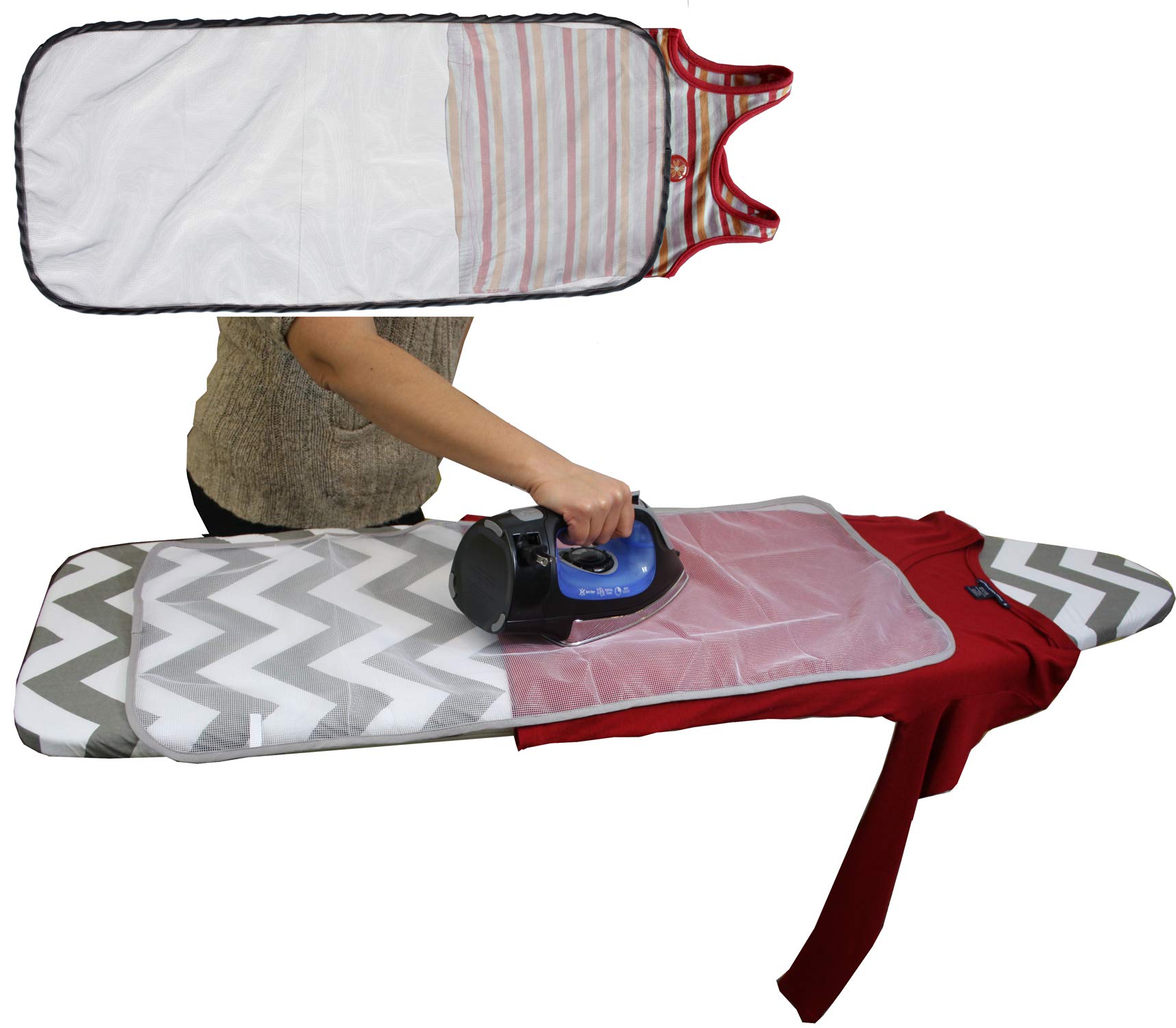 Balffor Balffor Ironing Board Cover And Pad Standard Size Silicone Coated - Scorch Proof Trifusion Iron Board Cover With Bonus Adjustable Fasteners And Protective Mesh (White And Grey, 15" X 54") Hom - image 5 of 7