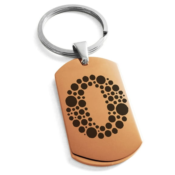 Stainless Steel Letter O Initial Dotted Monogram Engraved Engraved Dog Tag Keychain Keyring