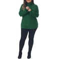 thumbnail image 2 of Agnes Orinda Women's Plus Size Halloween Outfits Sweater Cable Knit Turtle Neck Long Sleeve Ribbed Cuff Fall Winter Chunky Pullover Sweaters 2X Dark Green, 2 of 6