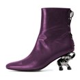 thumbnail image 3 of FSJ Women Fashion Chic Elephant Mid Heel Ankle Boots Pointy Close Toe Side Zipper Back Lace Up Short Booties Walking Dress Shoes Size 7 Purple, 3 of 3