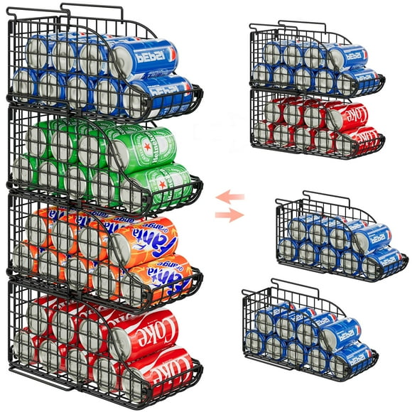 Organizador de alimentos enlatados Sonyabecca, apilable, paquete de 4, negro