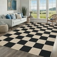 thumbnail image 4 of Garvee 6'x9' Modern Checkered Area Rug Easy Jute Carpet, Non Slip Non Shedding Washable Rug Farmhouse Floor Cover for Living Room Bedroom Home Office, Black White, 4 of 7