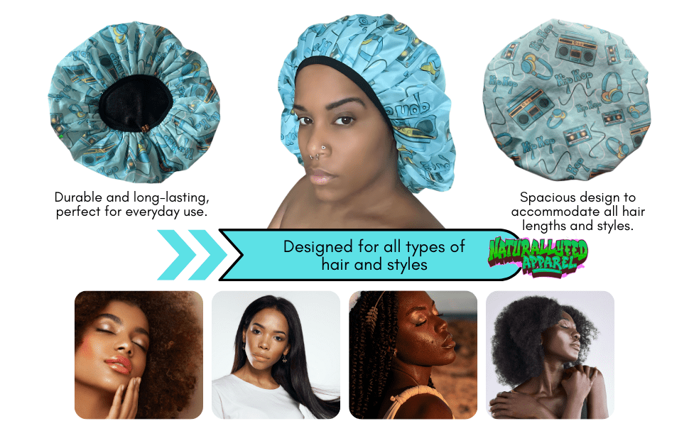 Naturallyfed Apparel Eco-Friendly Waterproof and Microfiber Elastic Shower Cap, 23"