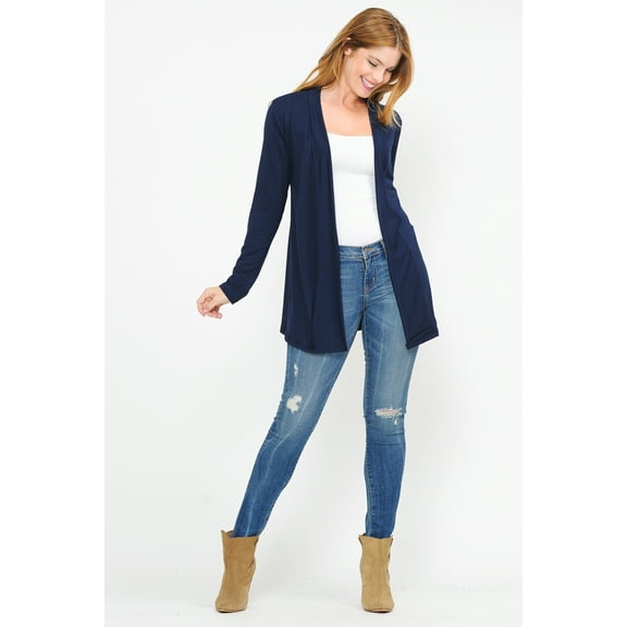 Women's soft Long Sleeve relaxed loose fit Neck Open Front Cardigan (S-4XL)