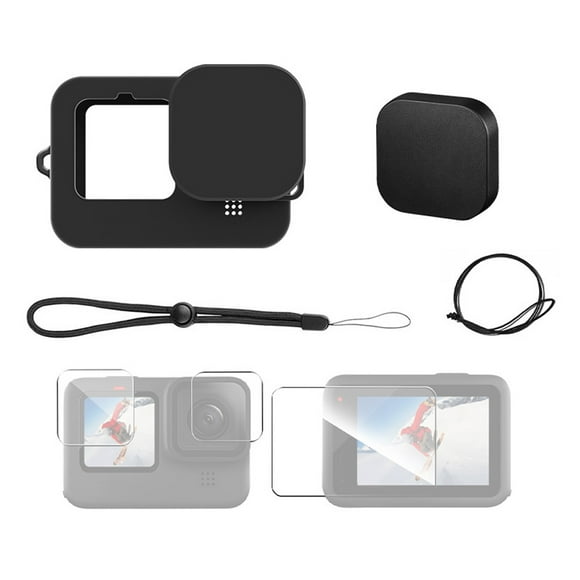 Andoer Sports Camera Housing Case Set Protective Camera Frame+Tempered Glass Lens Protector+Lens Cover Replacement for GoPro 10 9