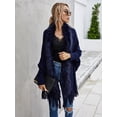 thumbnail image 3 of Women's Faux Fur Collar Cloak Knit Capes Shawl Tassel Batwing Sleeve Open Front Cardigans Sweater Coat, 3 of 4