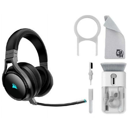 CORSAIR VIRTUOSO RGB Wireless Stereo Gaming Headset Carbon With Cleaning kit Bolt Axtion Bundle Like New