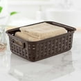 thumbnail image 4 of Sterilite 11 Inch Small Weave Storage Organizer Basket, Espresso (16 Pack), 4 of 7